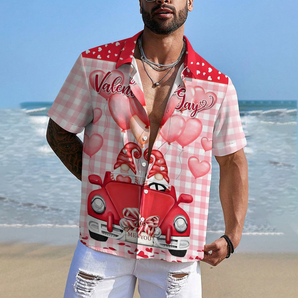 Happy Valentine's Day Casual Short Sleeve Shirt 2501001770