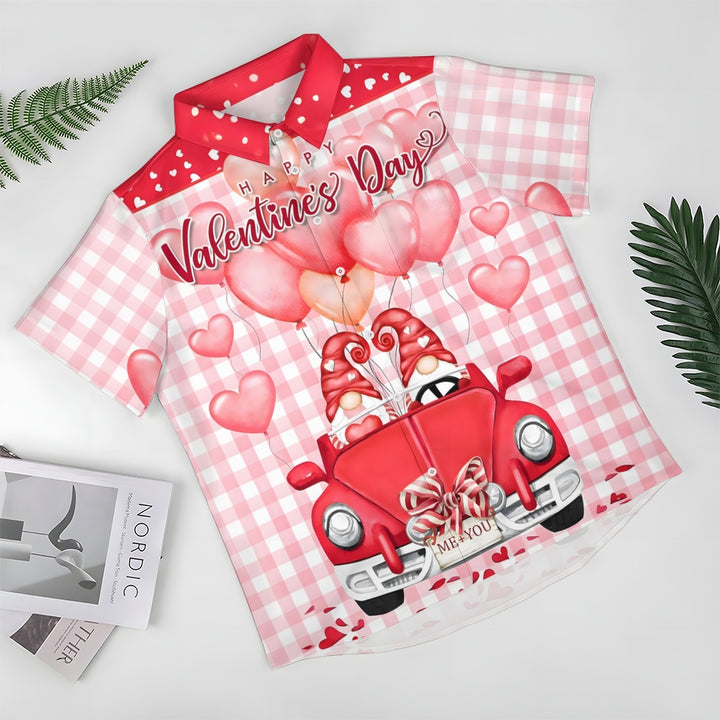Happy Valentine's Day Casual Short Sleeve Shirt 2501001770