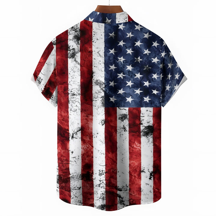 Men's Flag Patriotism Casual Short Sleeve Shirt 2404000238