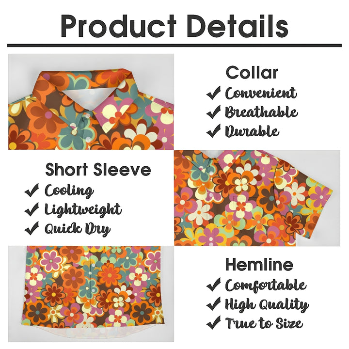 Men's Hawaiian Flowers Casual Short Sleeve Shirt 2402000329
