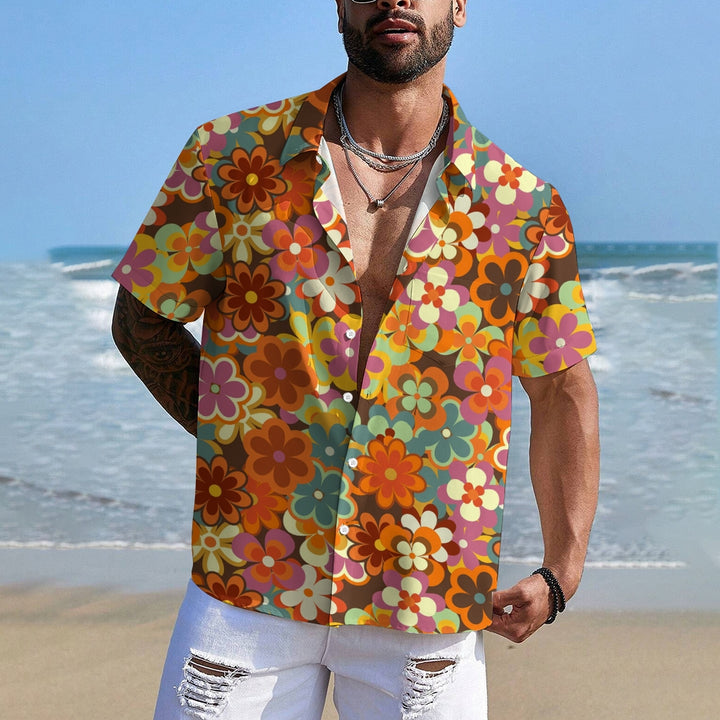 Men's Hawaiian Flowers Casual Short Sleeve Shirt 2402000329