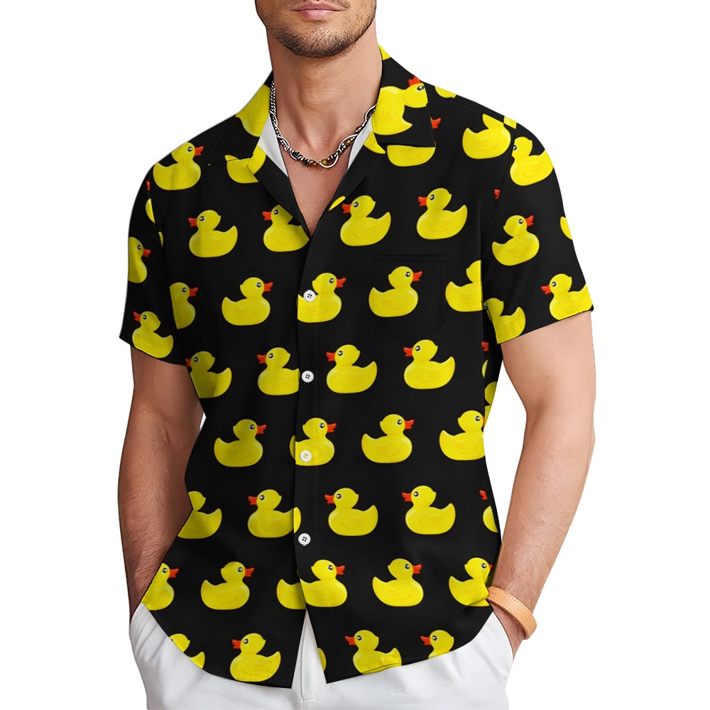 Men's Little Yellow Duck Casual Short Sleeve Shirt 2403000403