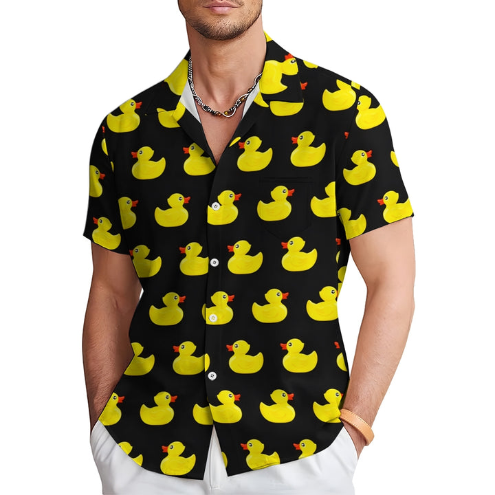 Men's Little Yellow Duck Casual Short Sleeve Shirt 2403000403