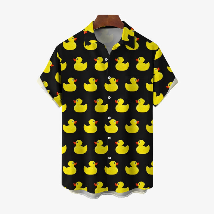 Men's Little Yellow Duck Casual Short Sleeve Shirt 2403000403