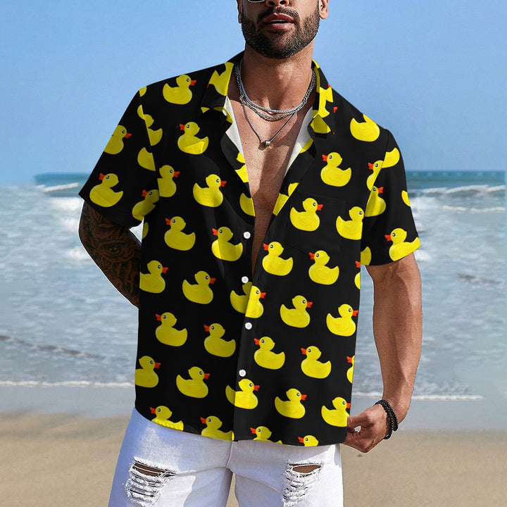 Men's Little Yellow Duck Casual Short Sleeve Shirt 2403000403