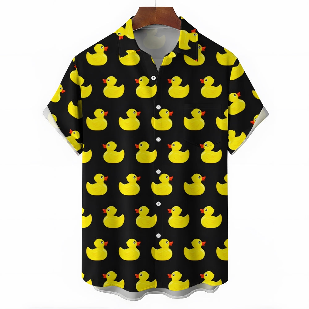 Men's Little Yellow Duck Casual Short Sleeve Shirt 2403000403