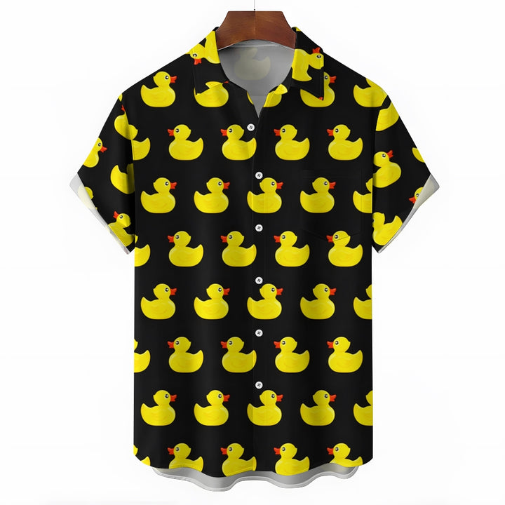 Men's Little Yellow Duck Casual Short Sleeve Shirt 2403000403