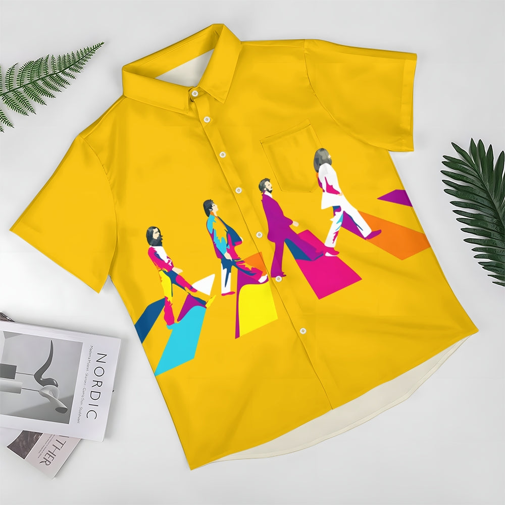 Men's Rock Band Print Casual Short Sleeve Shirt 2404000839