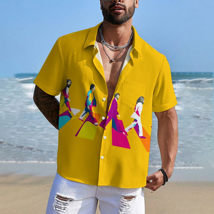 Men's Rock Band Print Casual Short Sleeve Shirt 2404000839