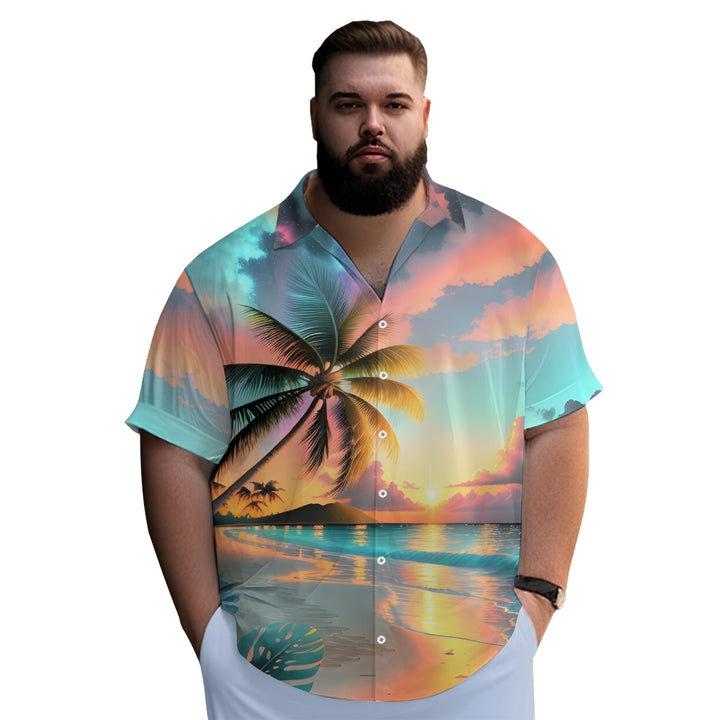 Beach Landscape Print Casual Short Sleeve Shirt 2404000174