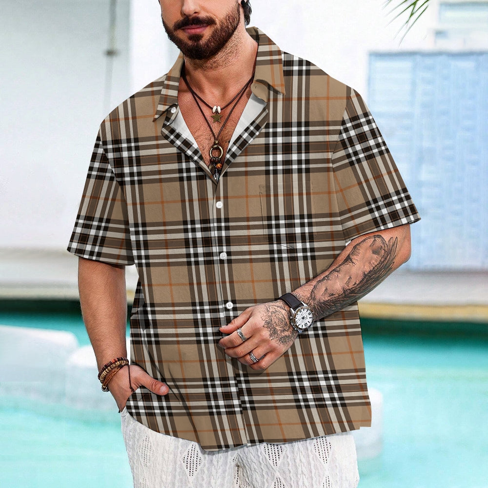 Classic Plaid Print Men's Casual Short Sleeve Shirt 2404001439