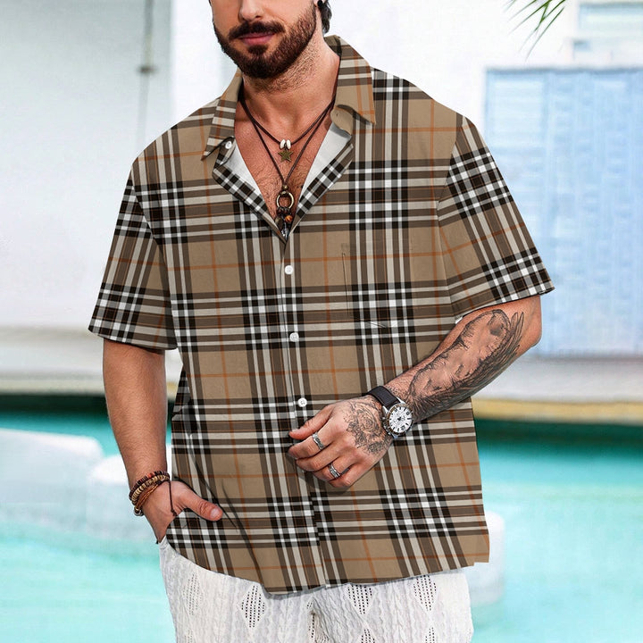 Classic Plaid Print Men's Casual Short Sleeve Shirt 2404001439