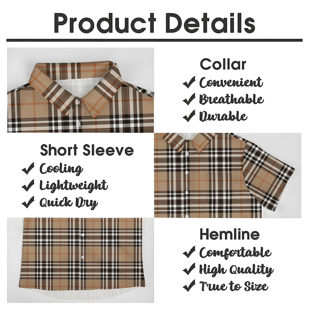 Classic Plaid Print Men's Casual Short Sleeve Shirt 2404001439