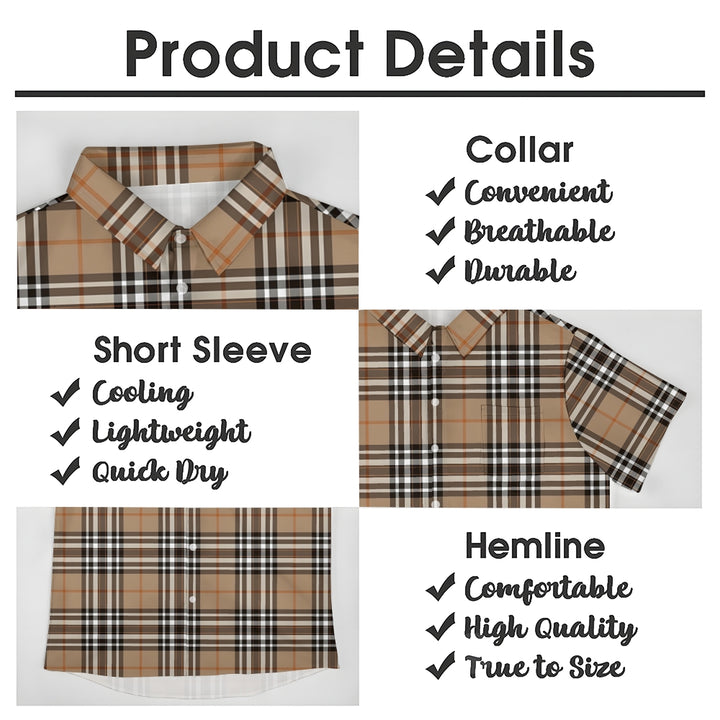 Classic Plaid Print Men's Casual Short Sleeve Shirt 2404001439