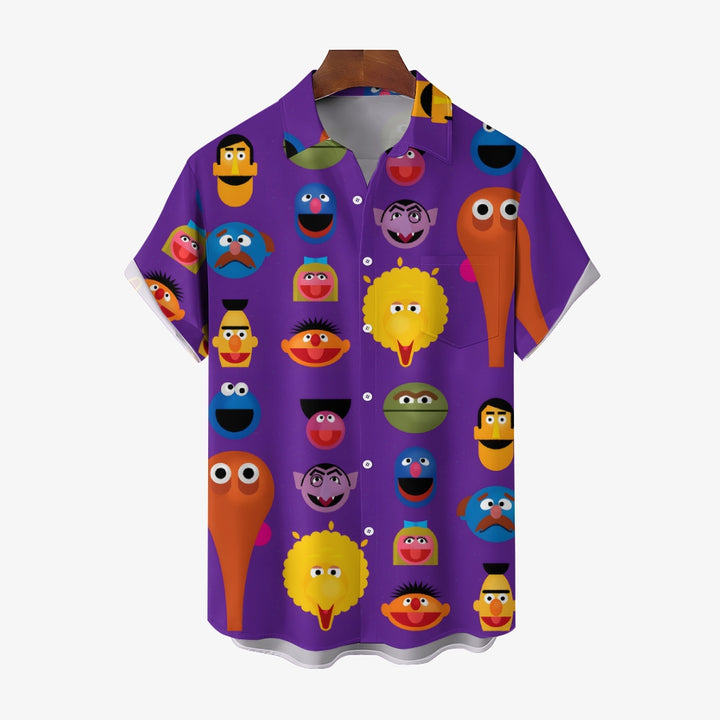 Purple Cartoon Colorful Cartoon Characters Avatar Printing Shirt 2407001956