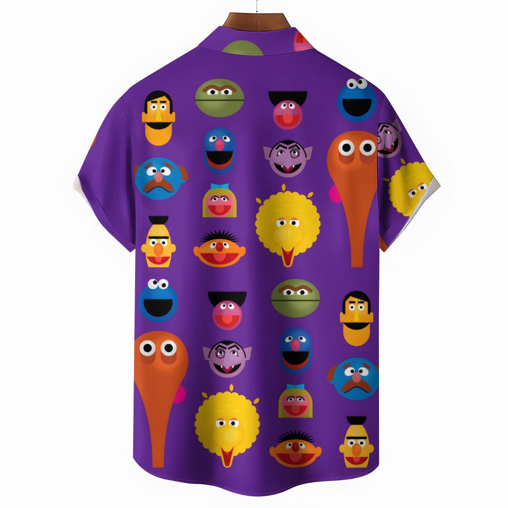 Purple Cartoon Colorful Cartoon Characters Avatar Printing Shirt 2407001956