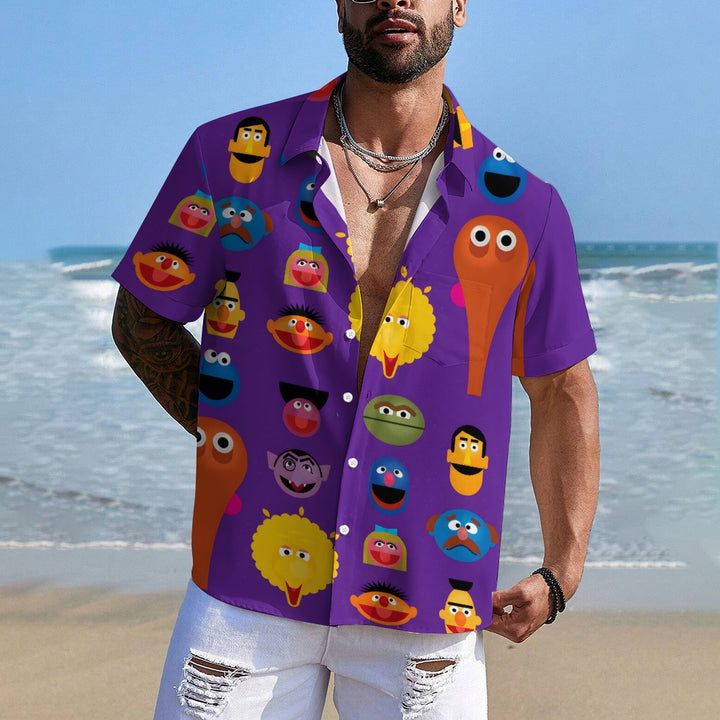 Purple Cartoon Colorful Cartoon Characters Avatar Printing Shirt 2407001956