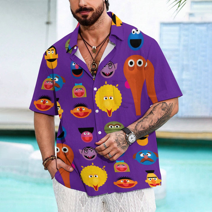 Purple Cartoon Colorful Cartoon Characters Avatar Printing Shirt 2407001956