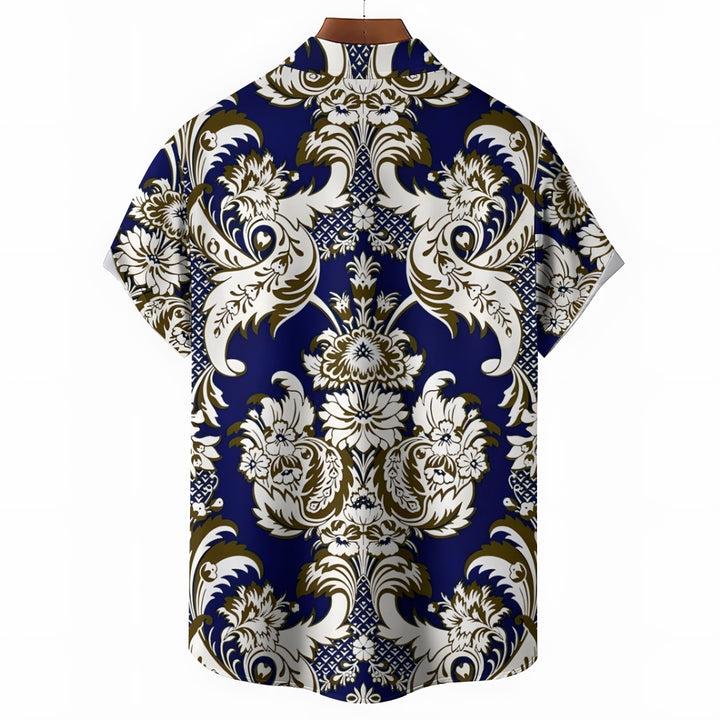Baroque Art Pattern Casual Short Sleeve Shirt 2403000246