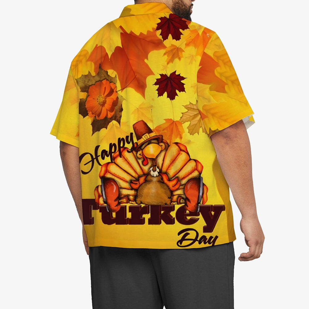 Thanksgiving Turkey Casual Oversized Short Sleeve Shirt 2410002820