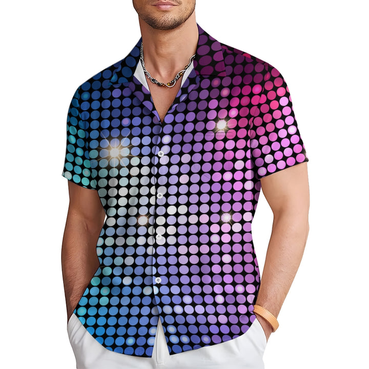 Mens Classic Retro Vintage Disco Short Sleeve Shirt 2411007793