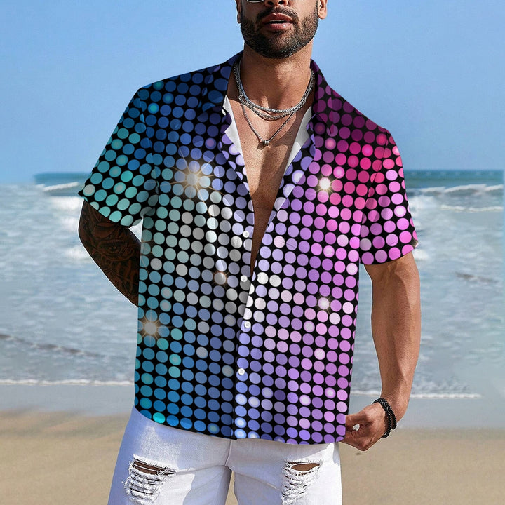 Mens Classic Retro Vintage Disco Short Sleeve Shirt 2411007793
