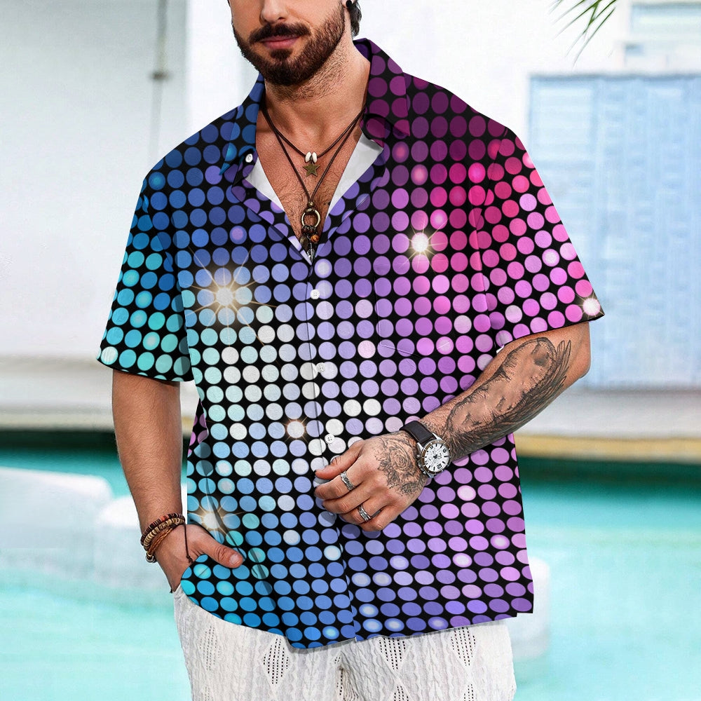 Mens Classic Retro Vintage Disco Short Sleeve Shirt 2411007793