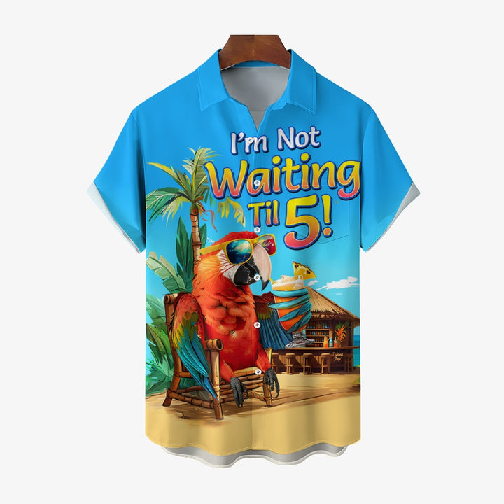 Men's Hawaiian Parrot Print Oversized Short Sleeve Shirt 2411008337