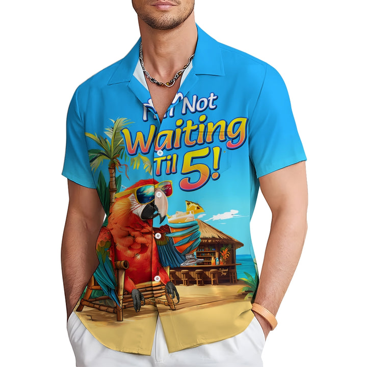 Men's Hawaiian Parrot Print Oversized Short Sleeve Shirt 2411008337
