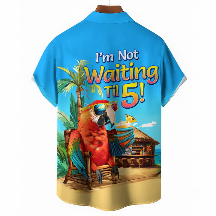 Men's Hawaiian Parrot Print Oversized Short Sleeve Shirt 2411008337