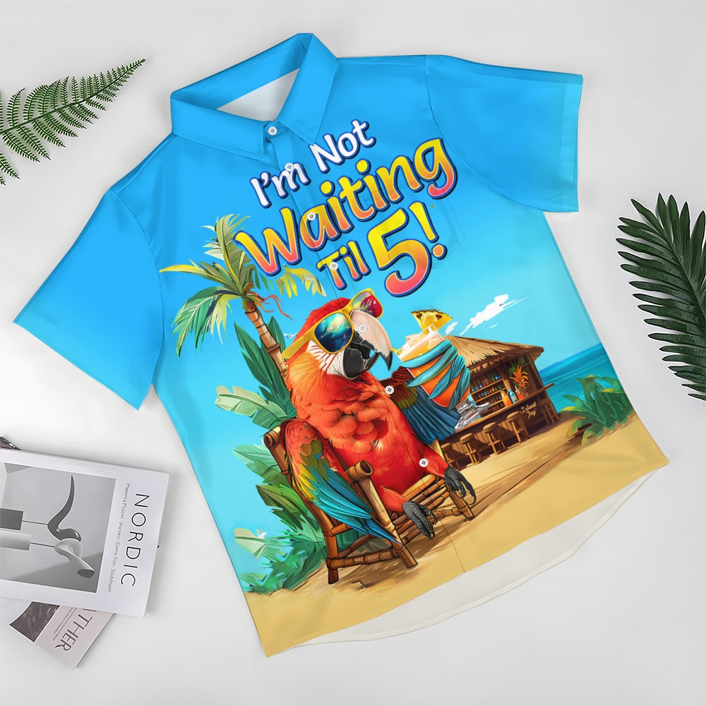 Men's Hawaiian Parrot Print Oversized Short Sleeve Shirt 2411008337