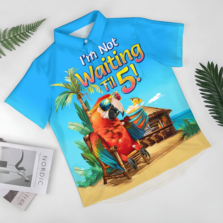 Men's Hawaiian Parrot Print Oversized Short Sleeve Shirt 2411008337