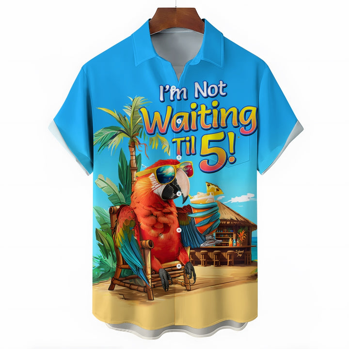 Men's Hawaiian Parrot Print Oversized Short Sleeve Shirt 2411008337