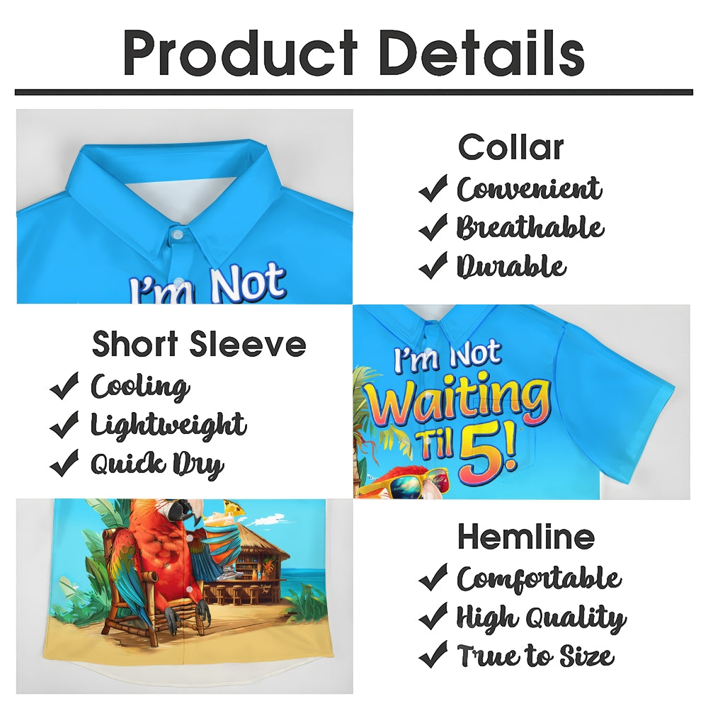 Men's Hawaiian Parrot Print Oversized Short Sleeve Shirt 2411008337