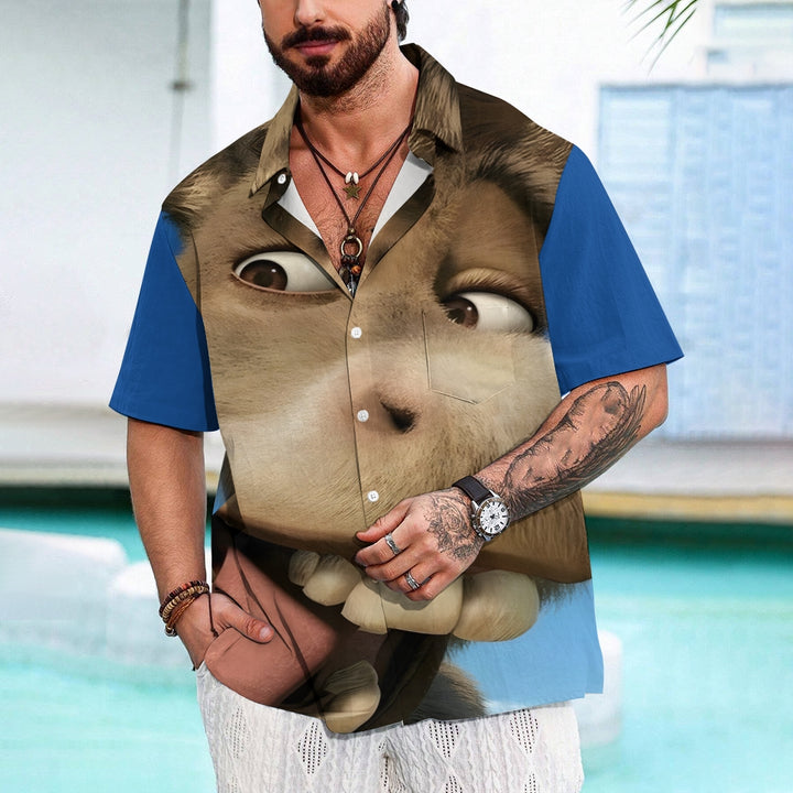 Cartoon Funny Donkey Print Casual Short Sleeve Shirt 2404000054