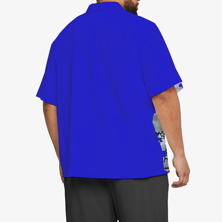 Classic Cartoon Bad Wolf Pinstripe Contrast Color Short Sleeve Shirt 2411006417