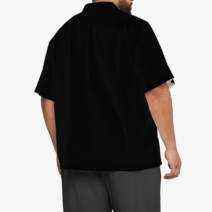 Men's Geometric Flamingo Stripe Print Casual Short Sleeve Shirt 2409010622