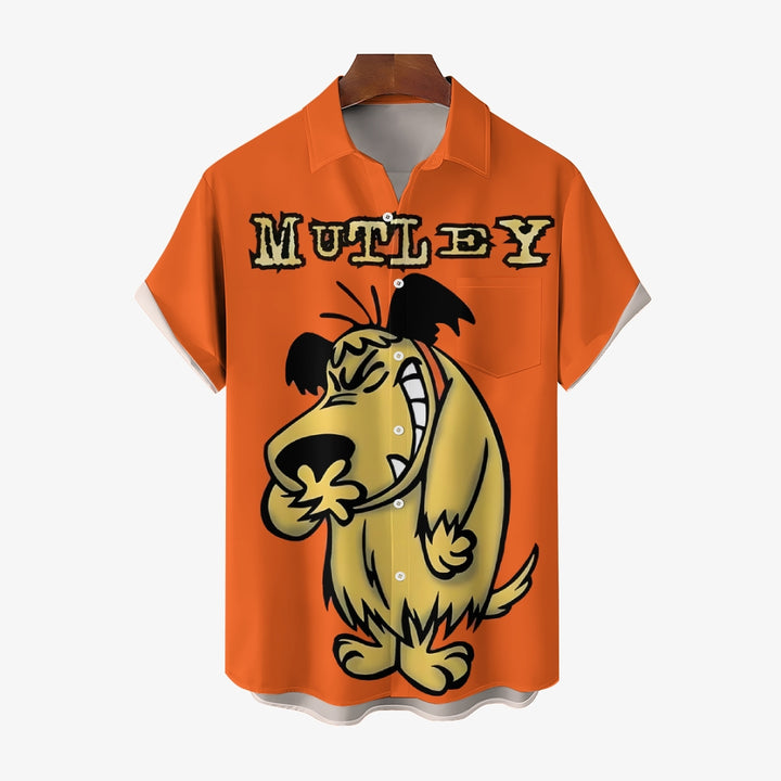 Men's Cartoon Wolf Print Hawaiian Short Sleeve Shirt 2501003844