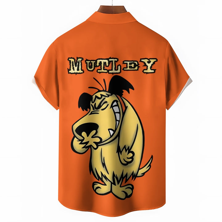 Men's Cartoon Wolf Print Hawaiian Short Sleeve Shirt 2501003844