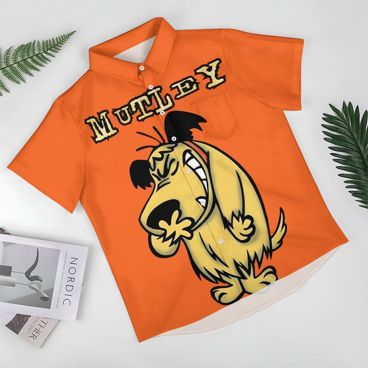 Men's Cartoon Wolf Print Hawaiian Short Sleeve Shirt 2501003844