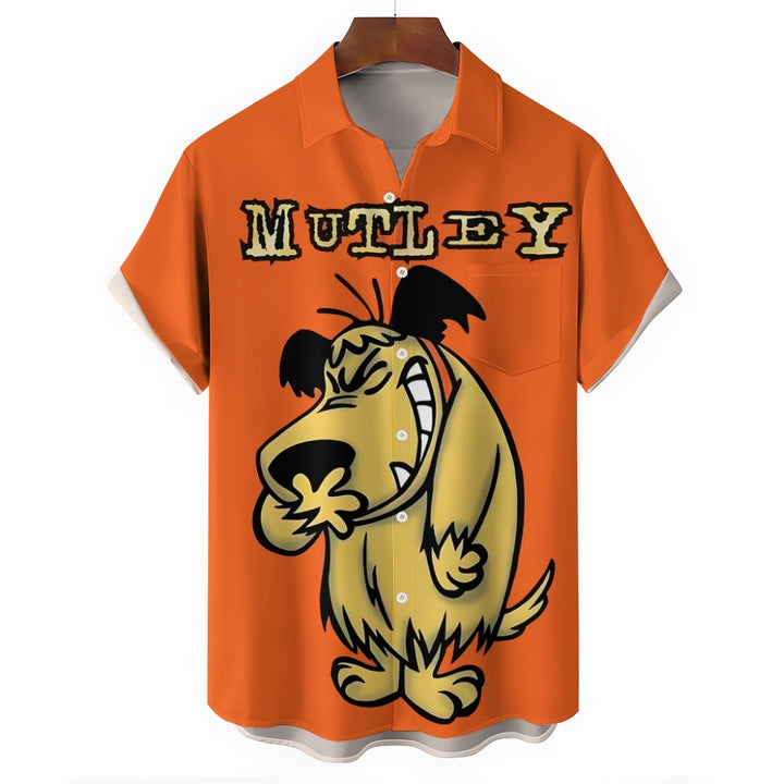 Men's Cartoon Wolf Print Hawaiian Short Sleeve Shirt 2501003844