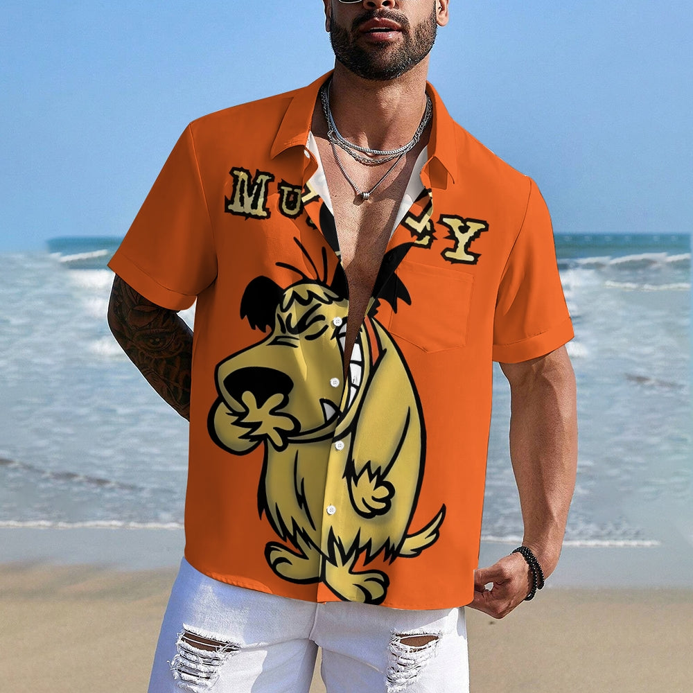 Men's Cartoon Wolf Print Hawaiian Short Sleeve Shirt 2501003844