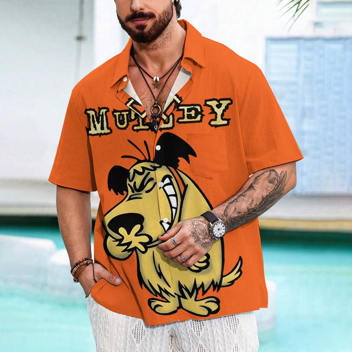 Men's Cartoon Wolf Print Hawaiian Short Sleeve Shirt 2501003844