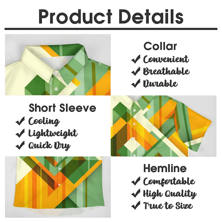 Men's Casual Button-Down Shirt with Geometric Pattern 2501004243