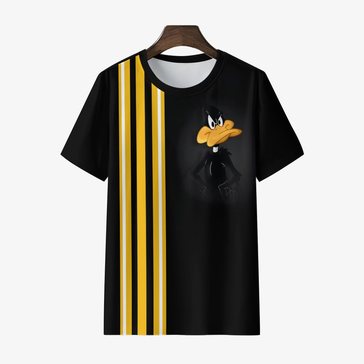 Cartoon Funny Duck Stripe Print Short Sleeve T-Shirt