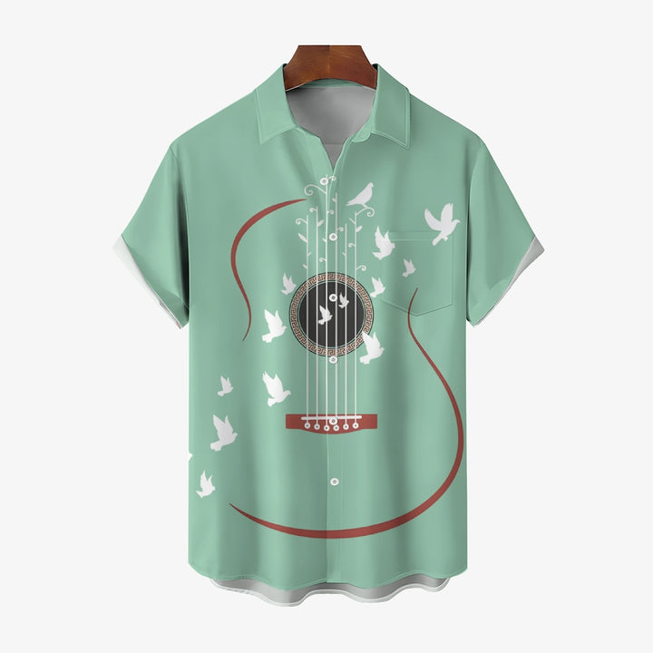 Guitar Pigeon Casual Short Sleeve Shirt 2501005311