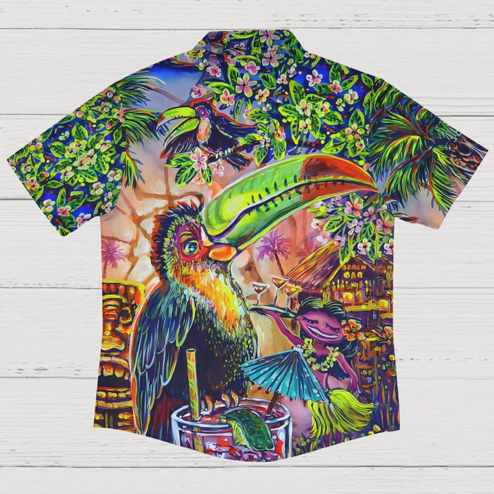 Toucan TIKI Art Printed Casual Large Size Short Sleeve Shirt 2407000601