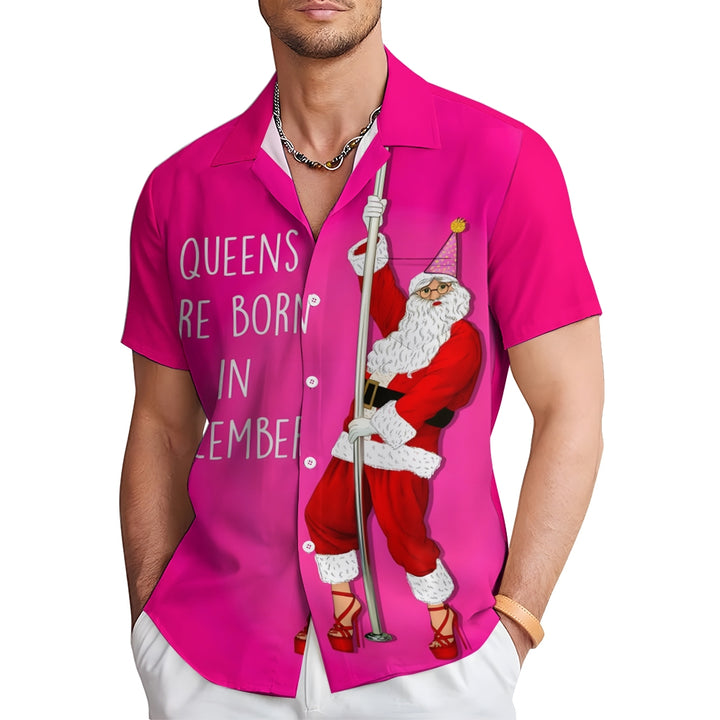 Men's Christmas Fun Santa Claus Print Short Sleeve Shirt 2411008763