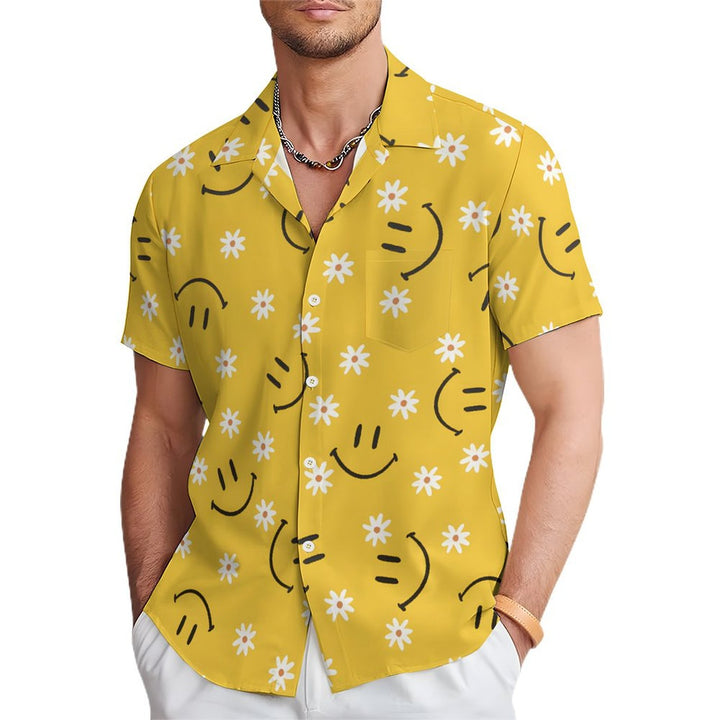 Men's Floral Smiley Short Sleeve Graphic Shirt 2305103935