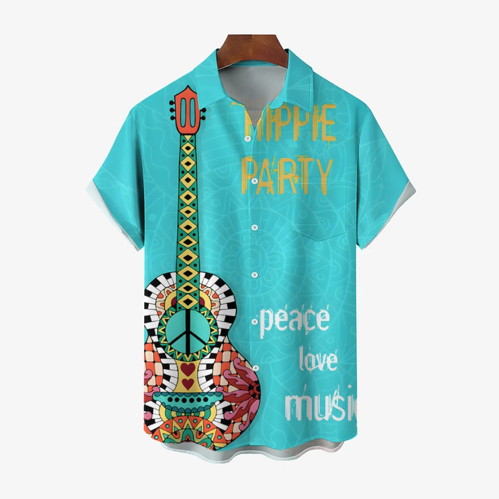Love and Peace Guitar Short Sleeve Shirt 2501001817
